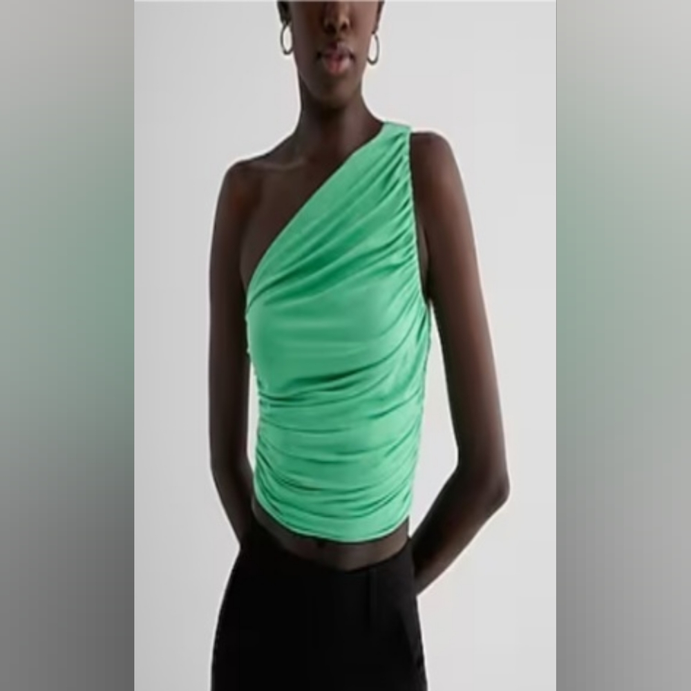 Express Body Contour Compression Ruched One Shoulder Tank